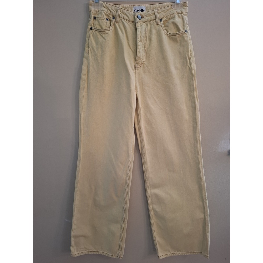GANNI Yellow Magny Wide Leg High Rise Jeans Eco Friendly Pastel Size 30